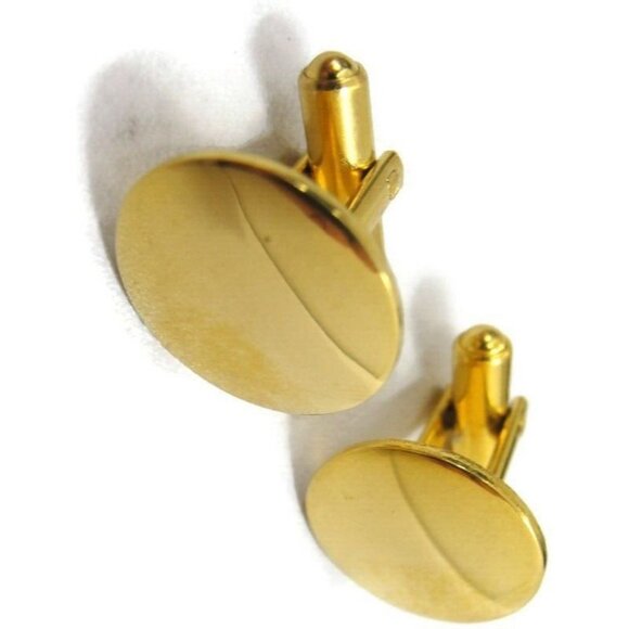 Polished Gold Tone Cufflinks Phoenix Bird Hallmark Wedding Tux Vintage - Picture 1 of 15